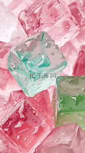 夏日3D粉色清新透明冰块手机壁纸图片