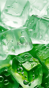 夏日3D绿色清新透明冰块手机壁纸图片