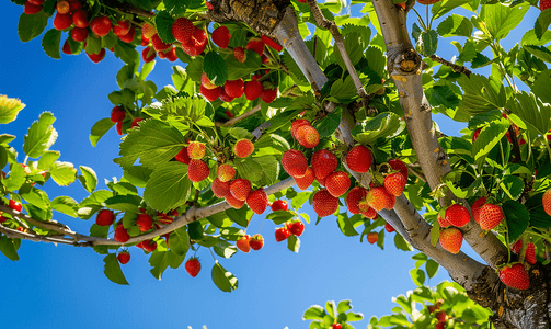 意大利利古里亚的草莓果树