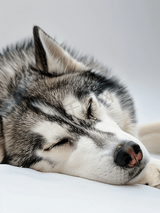 昏昏欲睡的西伯利亚哈士奇犬