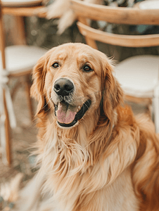 金毛卡通狗摄影照片_婚礼上的金毛猎犬