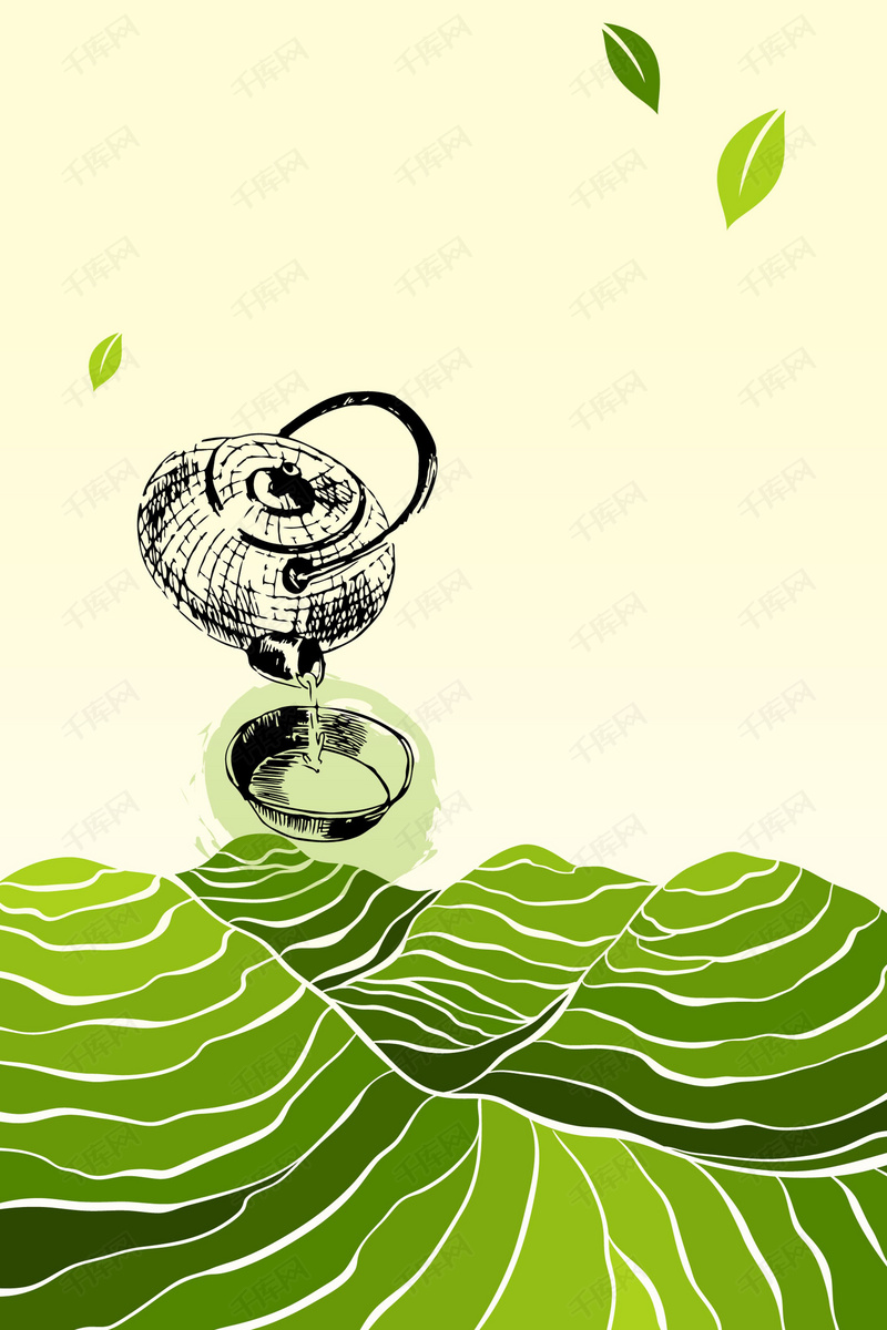 清新文艺手绘茶文化背景