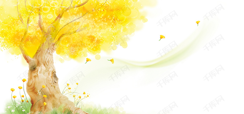 时尚花纹 卡通人物 儿童画 卡通 花纹背景 唯美 大气 秋风落叶 树 花图片