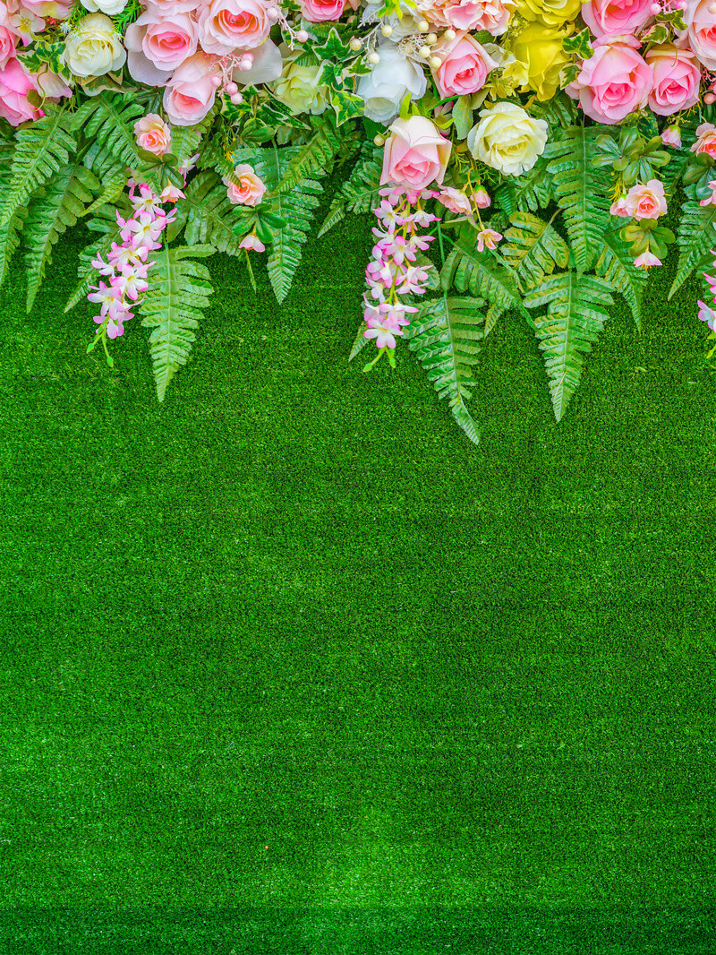 绿色小清新花卉花店预定海报背景
