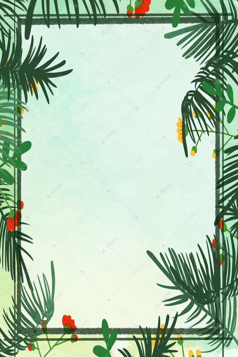 夏季ins风棕榈树枝背景图片
