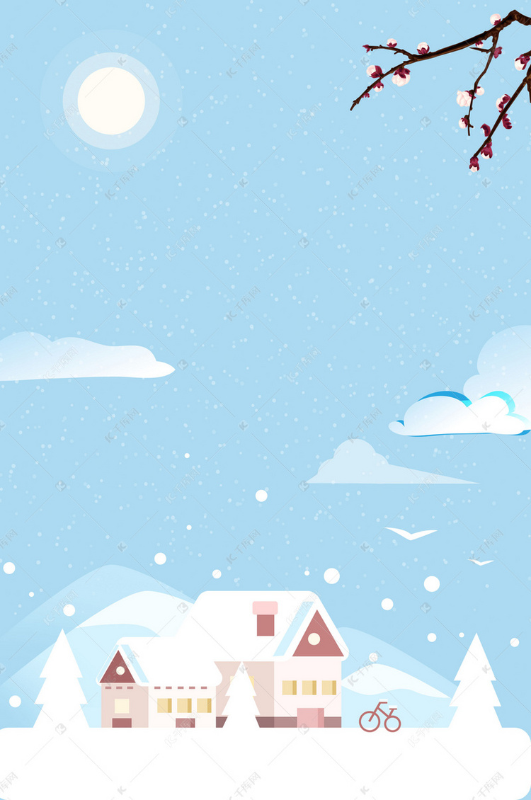 简约唯美冬天雪景背景素材