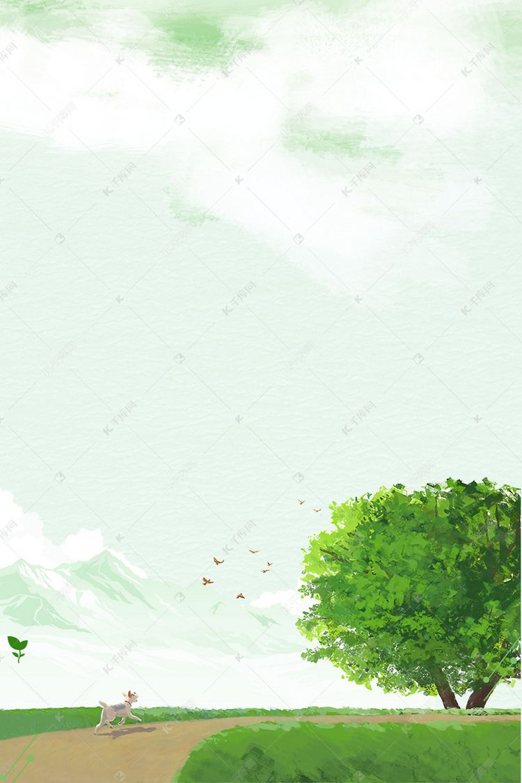 大树微风春色背景