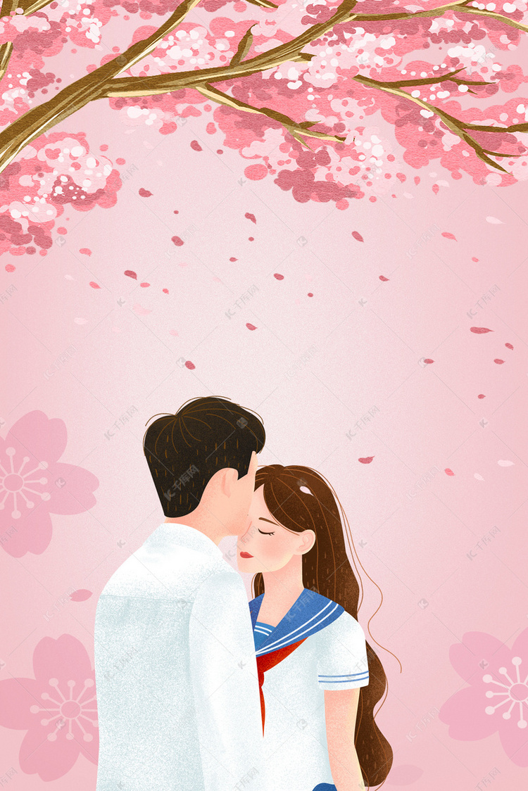 世界接吻日情侣接吻唯美背景