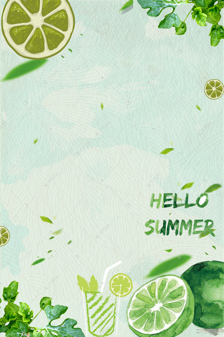 夏季小清新绿色柠檬海报背景图片免费下载-千库网