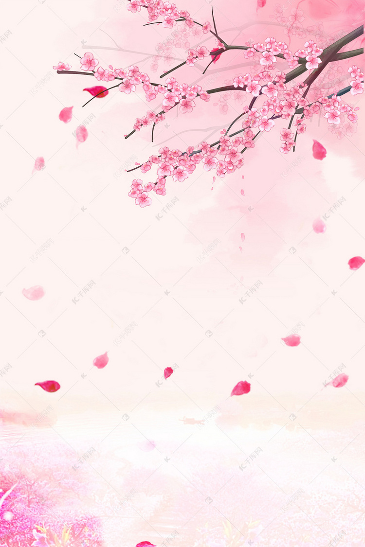 唯美清新美丽的桃花背景模板