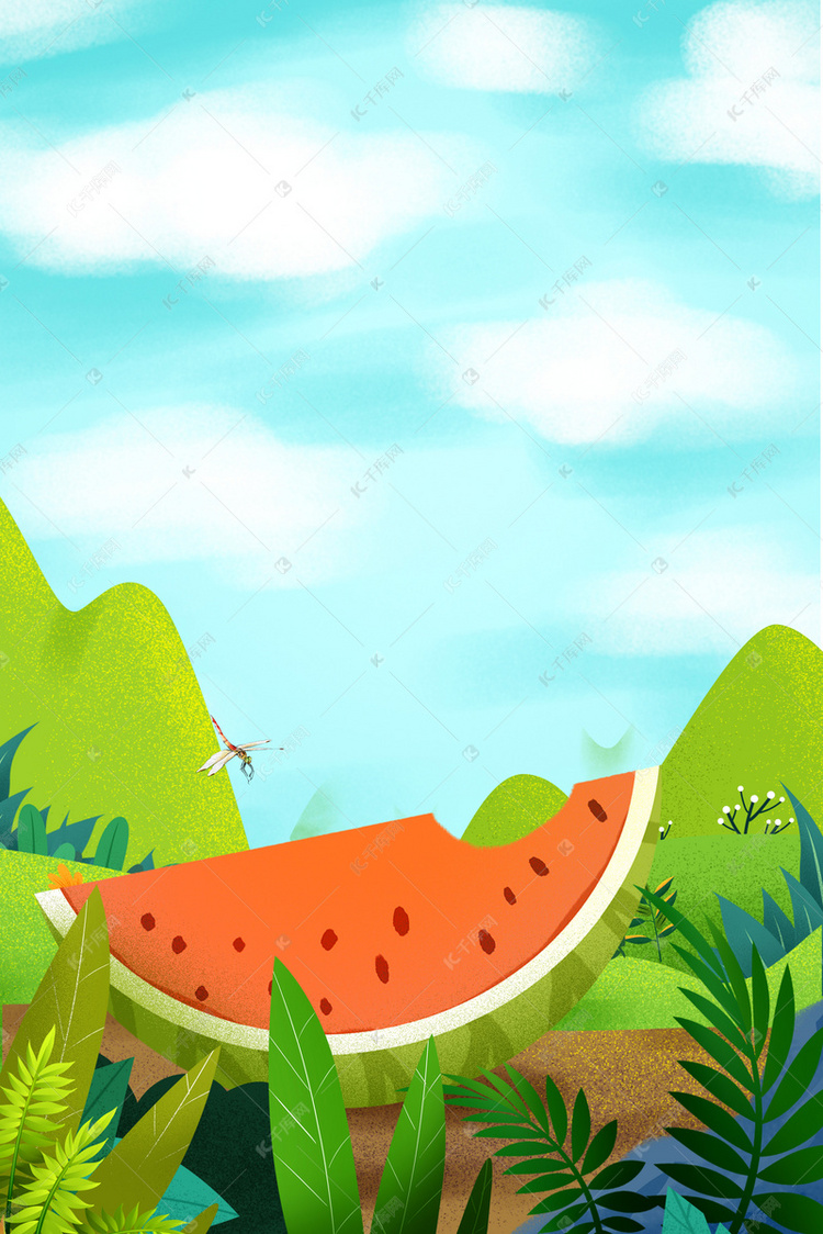 简单夏季可口西瓜主题背景