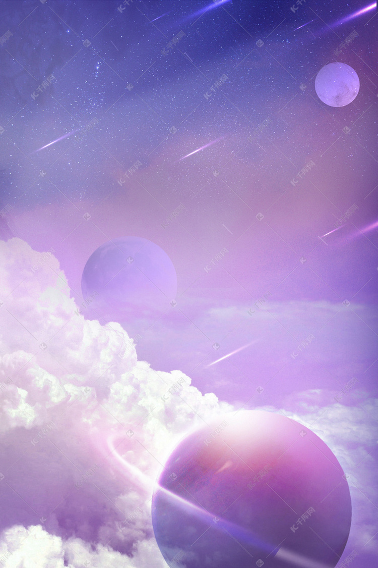 简约唯美星空月球创意背景合成