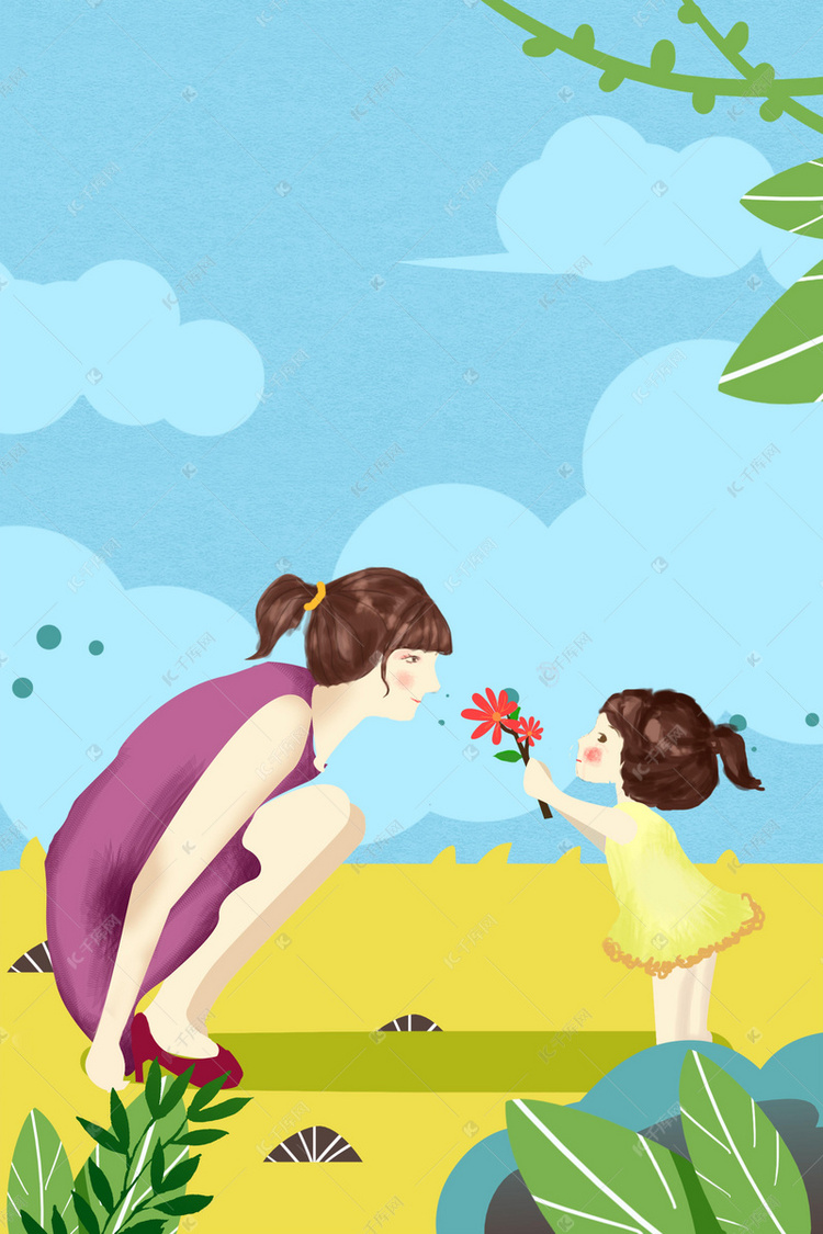小清新感恩母亲节宣传海报背景图片免费下载-千库网