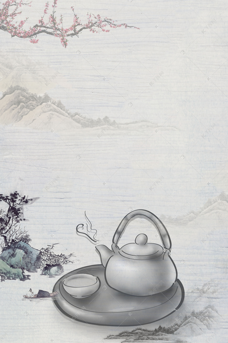 复古水墨中国风茶道高清背景图片免费下载-千库网