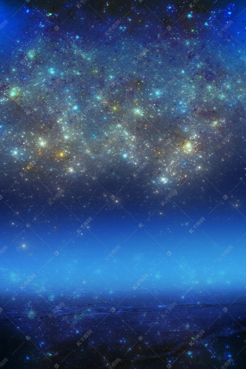 唯美星海星空蓝色背景海报