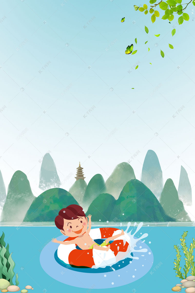 夏季游泳主题清爽背景
