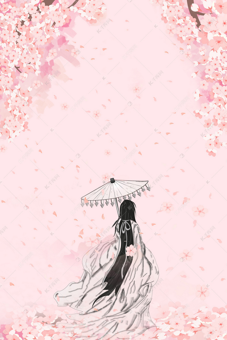 文艺桃花林背景素材