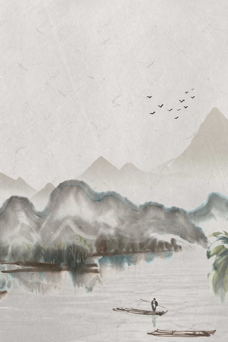 古风唯美山水风景插画插画图片下载-正版插画400081457-摄图网 水墨