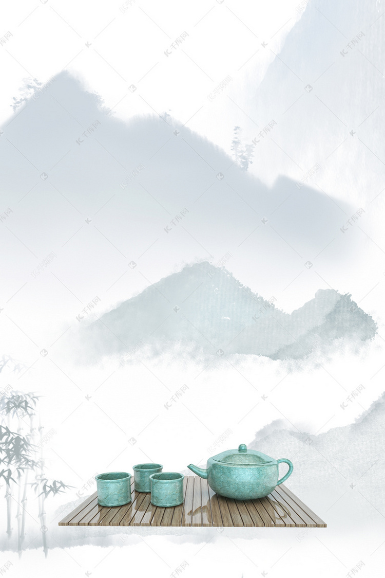 中式古典淡雅茶文化海报背景
