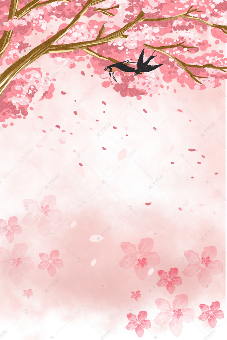 日本樱花节梦幻h5海报背景psd分层下载