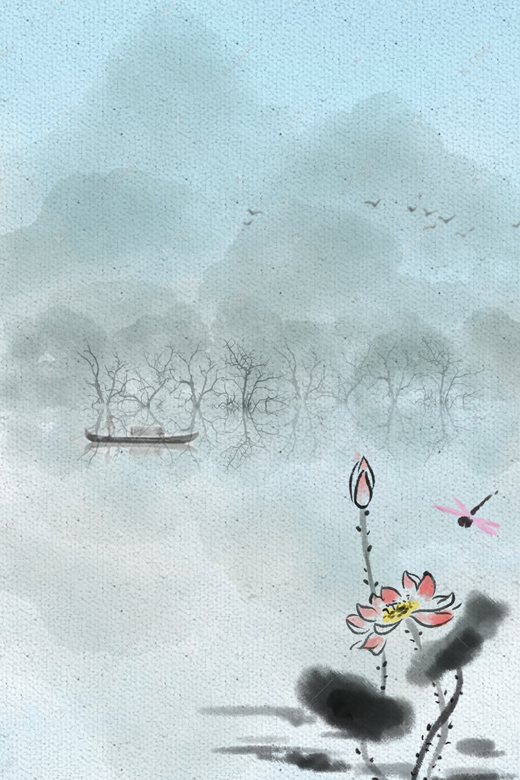 中国风传统文化江南水乡海报背景素材