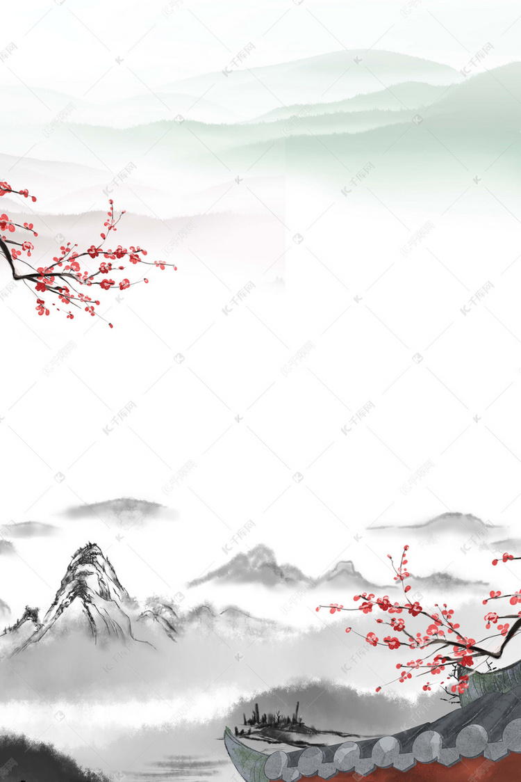 清新水墨风景背景