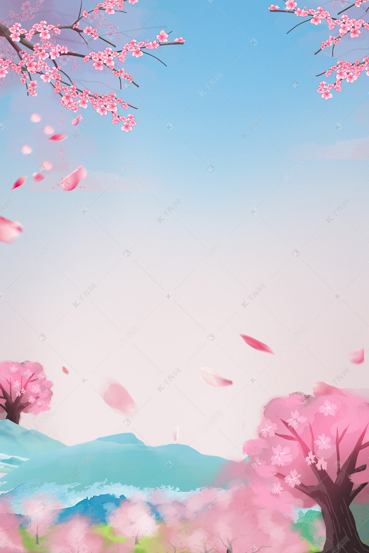 唯美春暖花开海报psd背景图