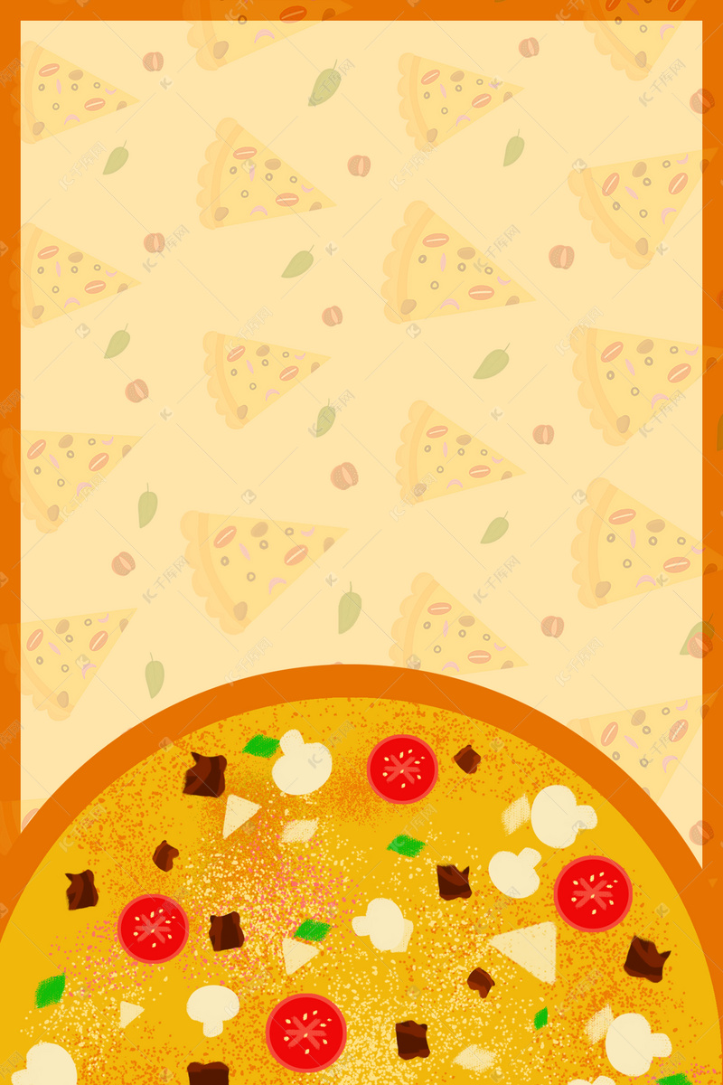 卡通手绘水彩披萨西餐厅海报背景素材