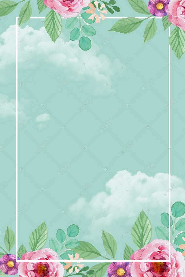 绿色简约矢量花卉夏季新品海报背景素材