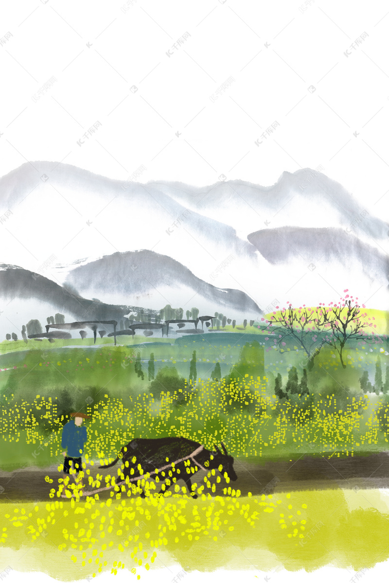 创意手绘农耕文化海报背景素材