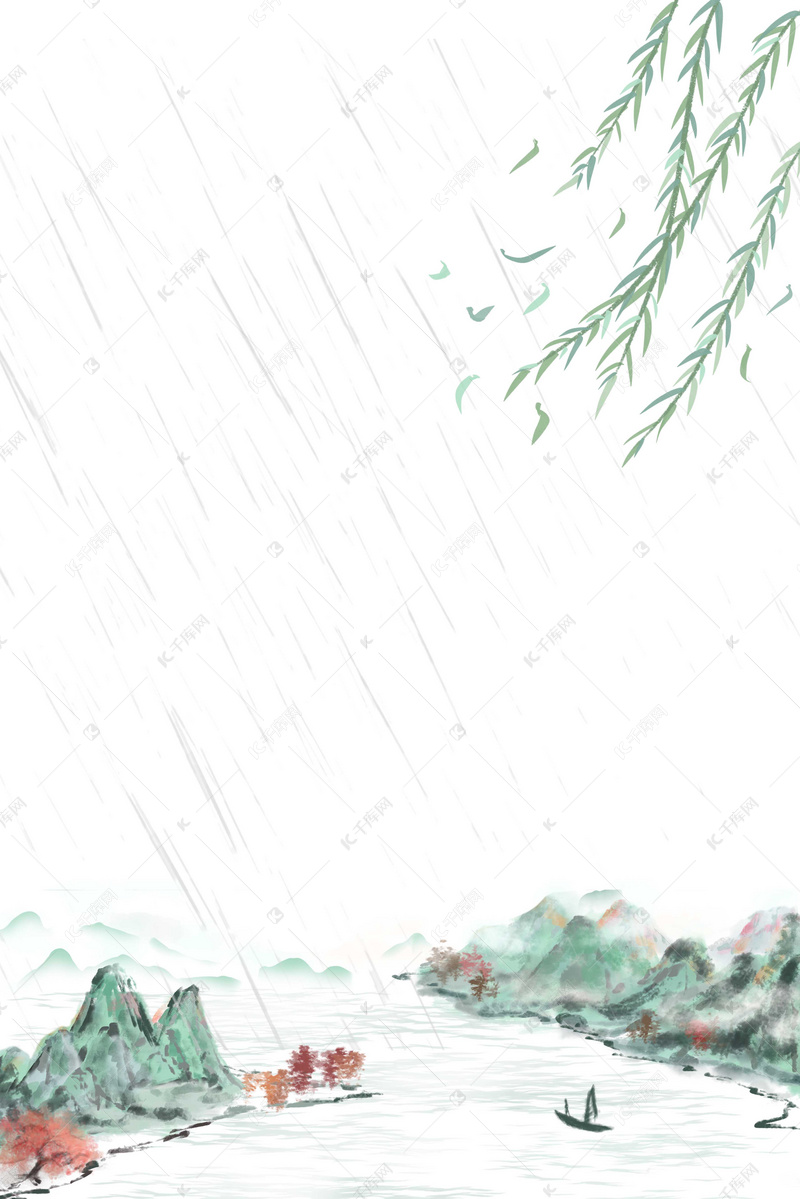 清明节清新杨柳背景素材