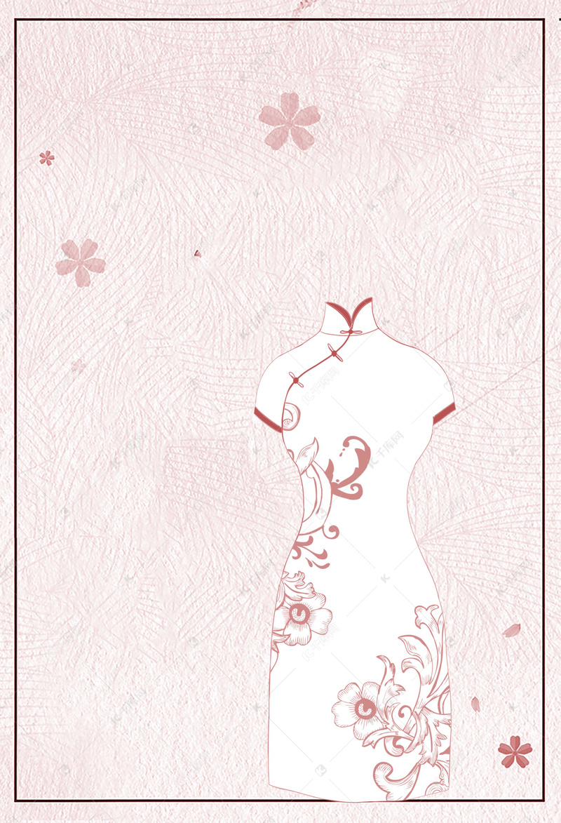 夏日清新复古插画手绘旗袍广告设计