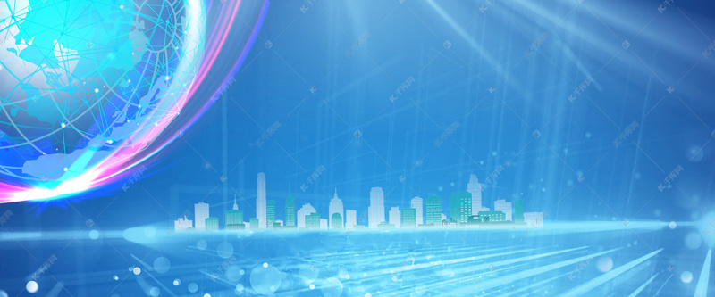 跨境电商蓝色科技创意背景合成背景图片免费下载_海报