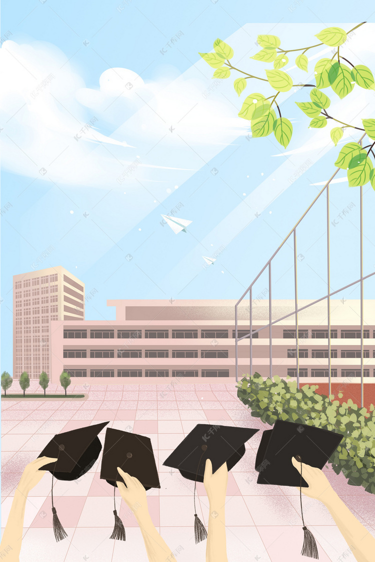 毕业季学校卡通背景