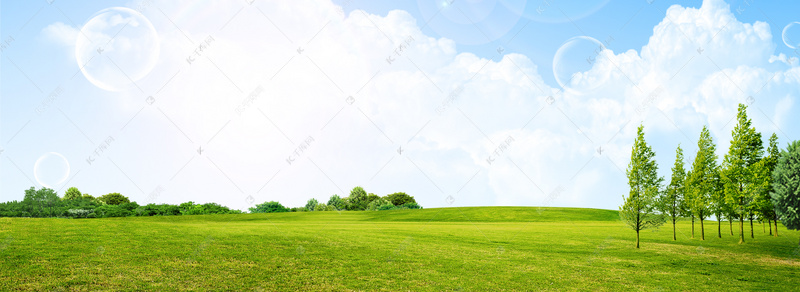 简约空旷草地banner