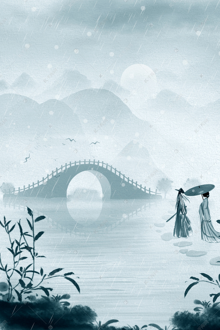 雨天雪天送别剑客仕女背景图片免费下载-千库网