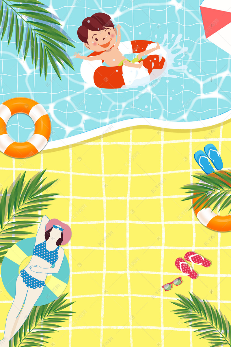 夏季游泳池凉爽海报背景