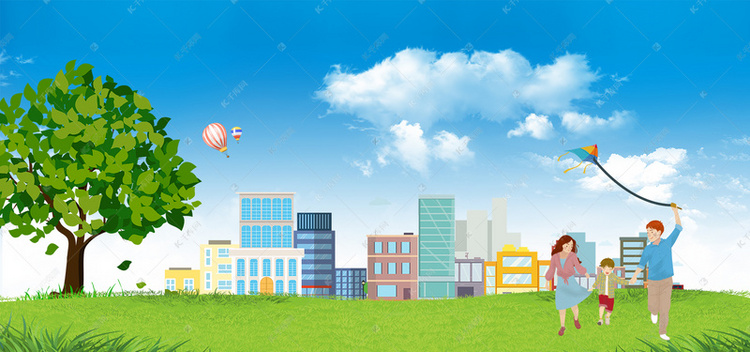 文明城市和谐家园卡通清新背景