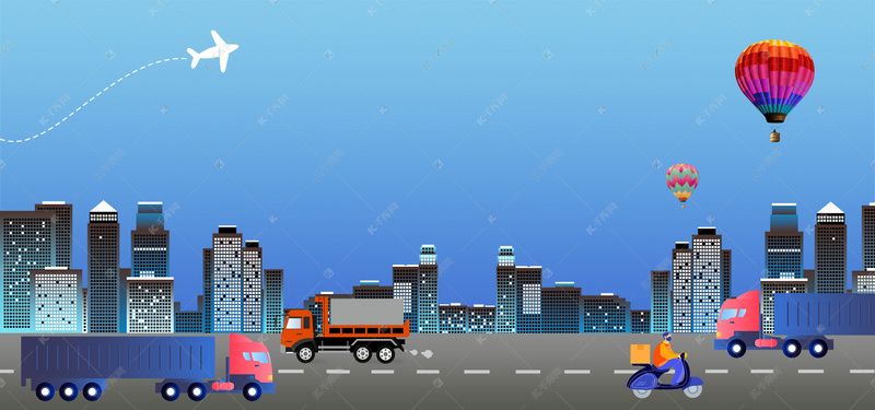 物流运输快递城市运输背景