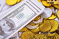 美元金融理财金币银币投资摄影图