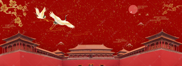 中国风红色复古故宫背景