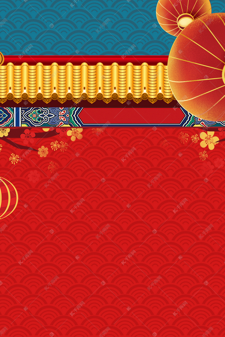 红色中国风纹理质感灯笼背景图