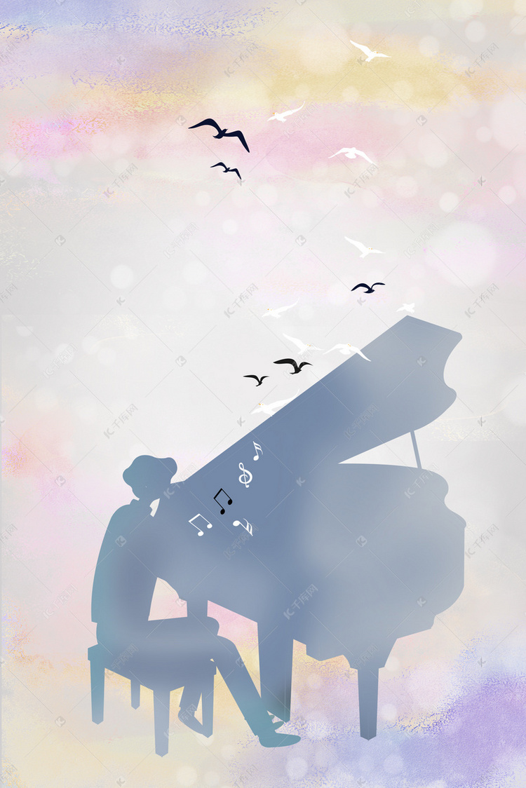 水墨钢琴音乐节海报背景