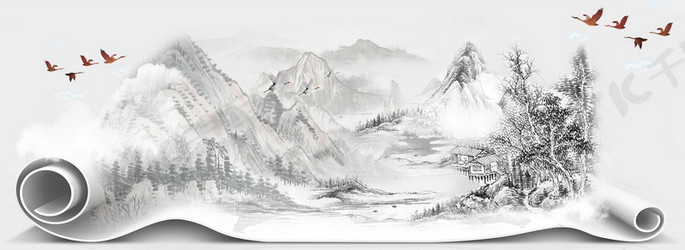 中国风创意书画展背景