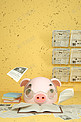 创意C4D猪年主题海报之小猪看书