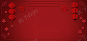 红色剪纸风复古边框简约banner