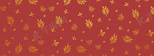 红色复古中式烫金风叶子底纹背景