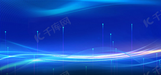 科技线条光效蓝色大气商务科技背景