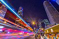 北京国贸cbd大气光轨街景摄影图