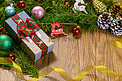 圣诞礼物盒丝带摄影图